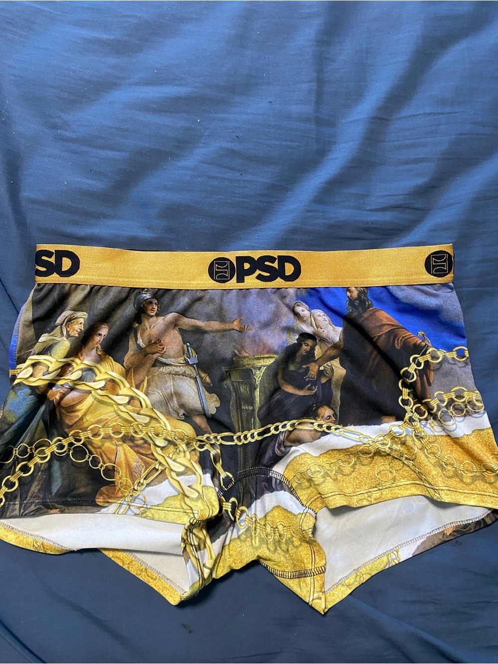 PSD Blue and Gold Baroque Print Boxer Briefs